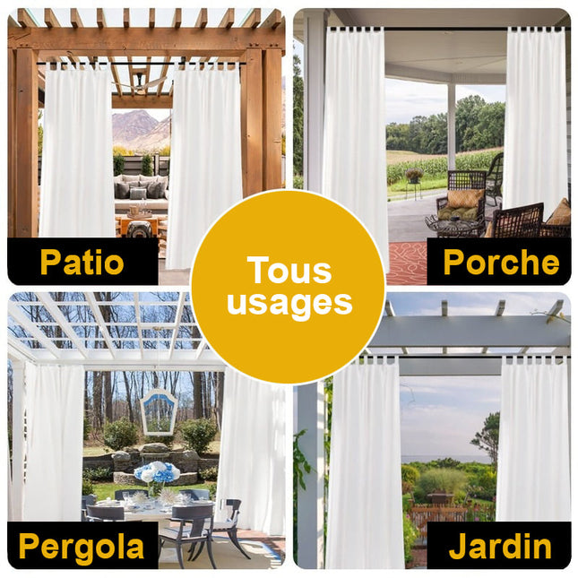 Cortina de exterior impermeable gris claro