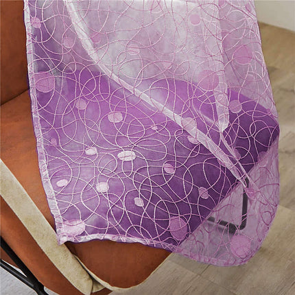 Visillo bordado malva con lunares