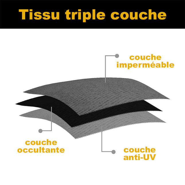 Cortina exterior impermeable con trabillas