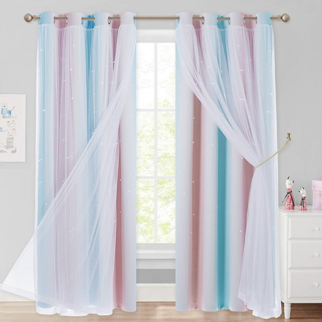 Cortina opaca con visillo de estrellas