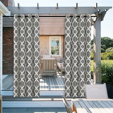 Cortina exterior con estampado marroquí