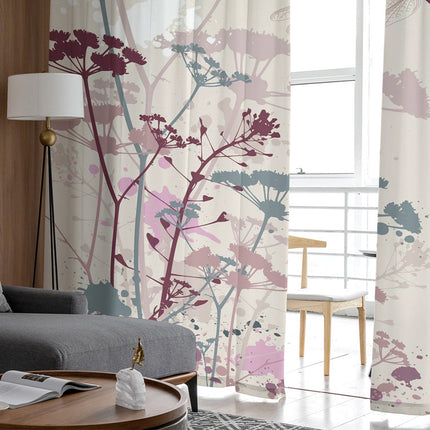 Visillo estampado con libélulas y flores