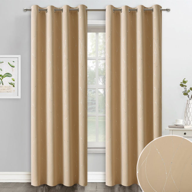 Cortina opaca crema con hilos plateados