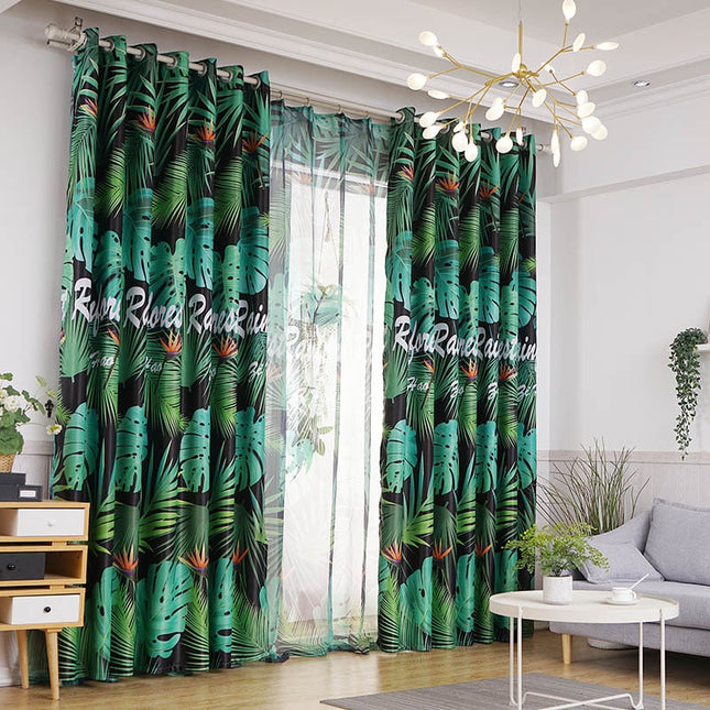 Cortina opaca diseño jungla para salón
