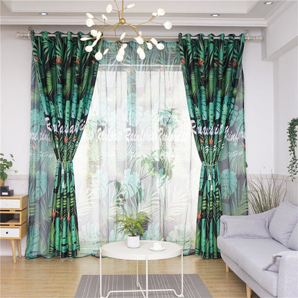 Cortina opaca diseño jungla para salón