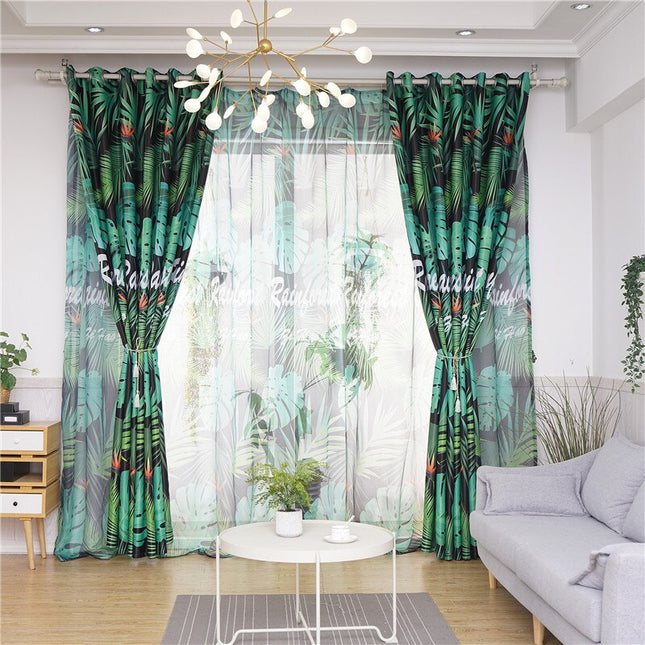 Cortina opaca diseño jungla para salón