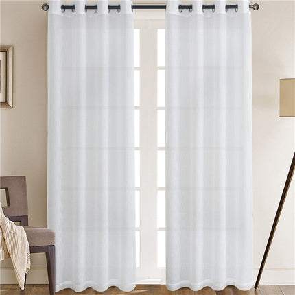 Visillo blanco con textura y ojales