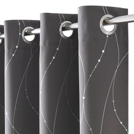 Cortina opaca gris con hilos plateados