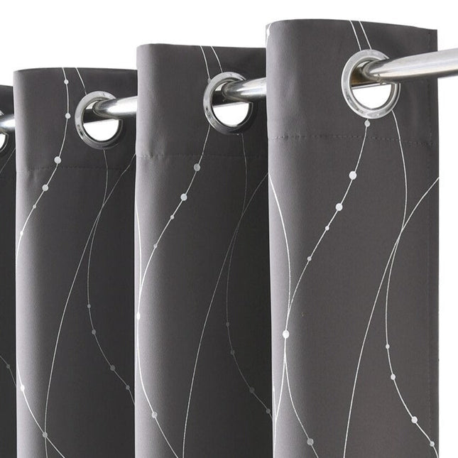Cortina opaca gris con hilos plateados