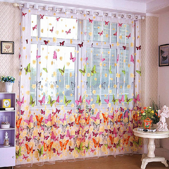 Visillo infantil con estampado de mariposas