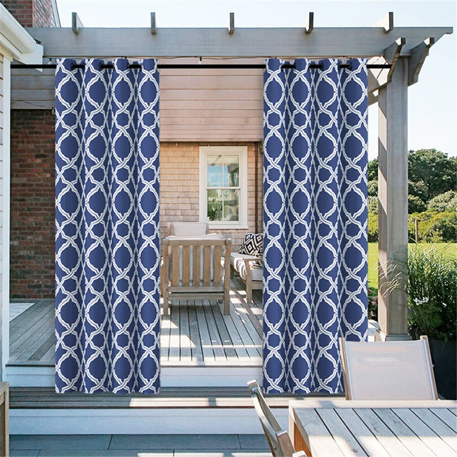 Cortina exterior con estampado marroquí