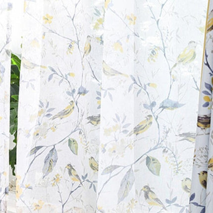 Cortina con estampado pájaros y flores