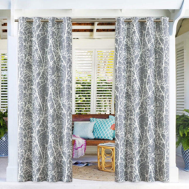 Cortina exterior con estampado de ramas