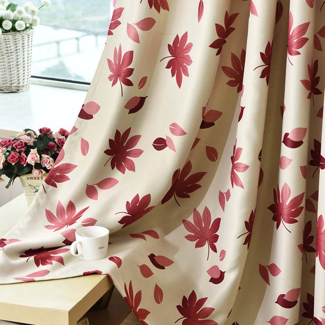 Cortina opaca estampada con hojas otoñales