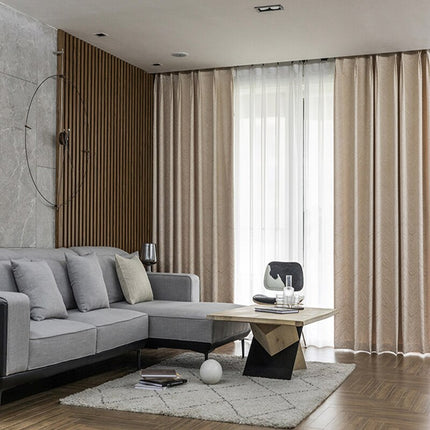 Cortina Opaca Estampada Ondas Color Marrón