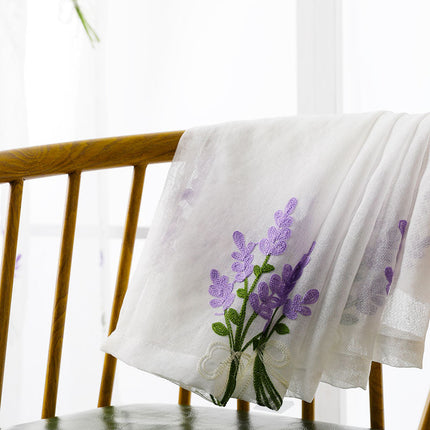 Visillo bordado con motivo floral