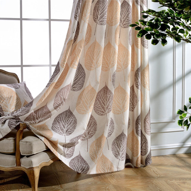 Cortina de salón con estampado hojas