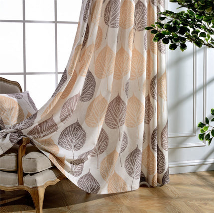 Cortina de salón con estampado hojas