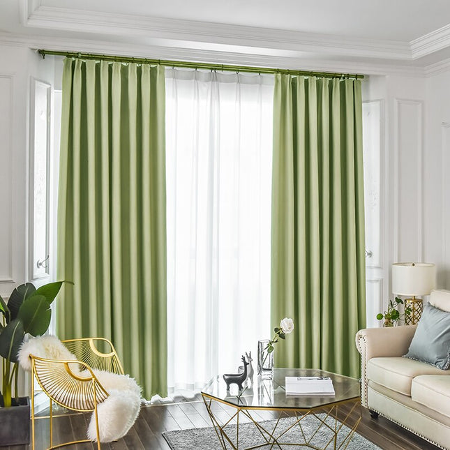 Cortina opaca para salón color verde