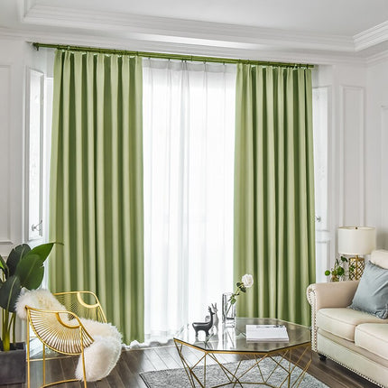 Cortina opaca para salón color verde