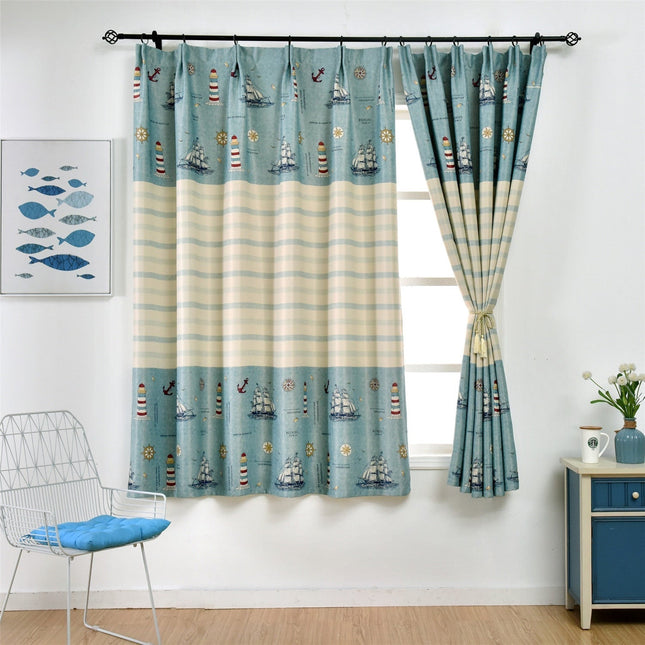 Cortina infantil con estampado marinero