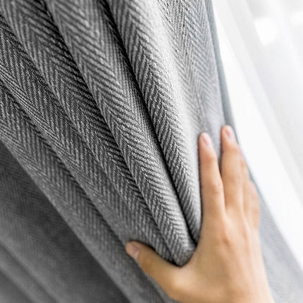 Cortina Opaca Gris Oscuro Tejido Espiga