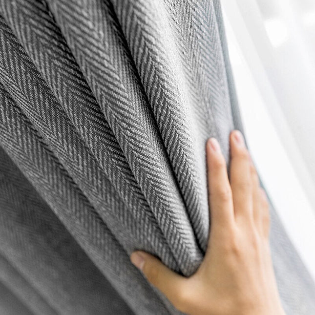 Cortina Opaca Gris Oscuro Tejido Espiga