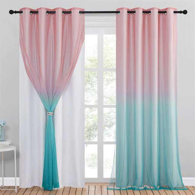 Cortina opaca doble con visillo degradado