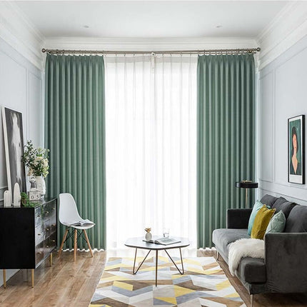 Cortina opaca texturizada color verde agua