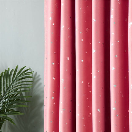 Cortina Opaca Rosa Estampado Estrellas