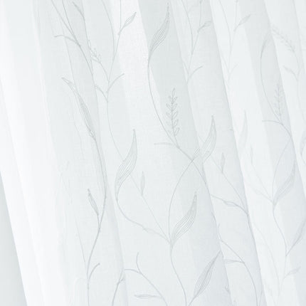 Visillo efecto lino con estampado vegetal