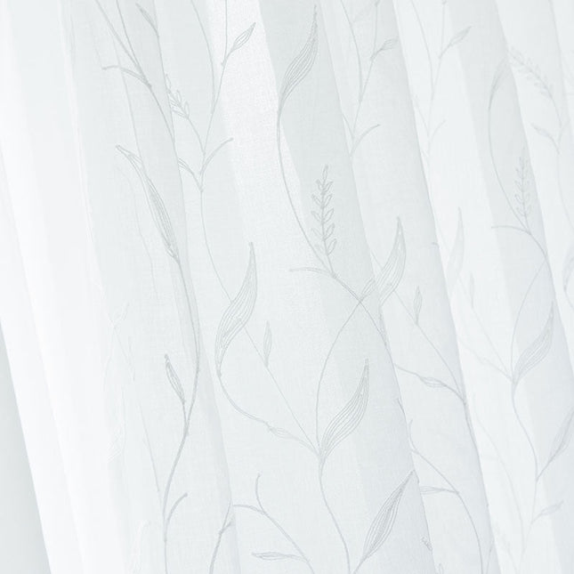 Visillo efecto lino con estampado vegetal