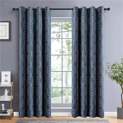 Cortina opaca azul noche diseño geométrico