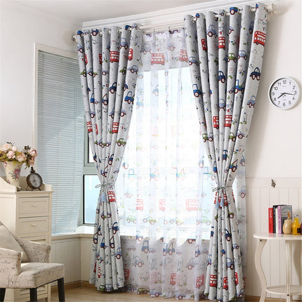 Cortina opaca infantil con vehículos urbanos