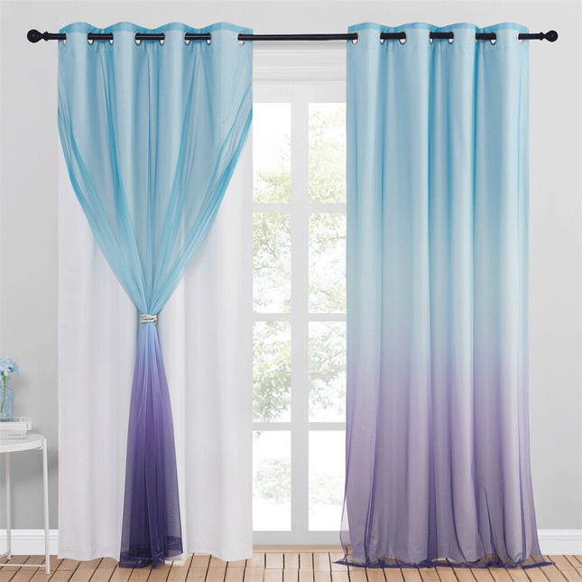 Cortina opaca doble con visillo degradado