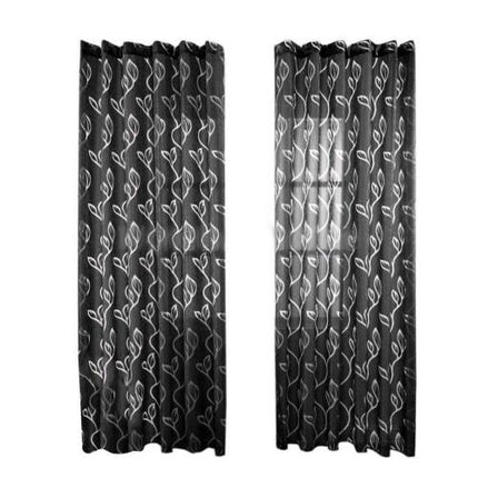 Visillo Blanco Bordado Motivo Hojas