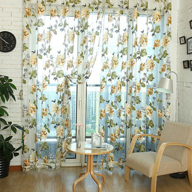 Visillo estampado con flores grandes