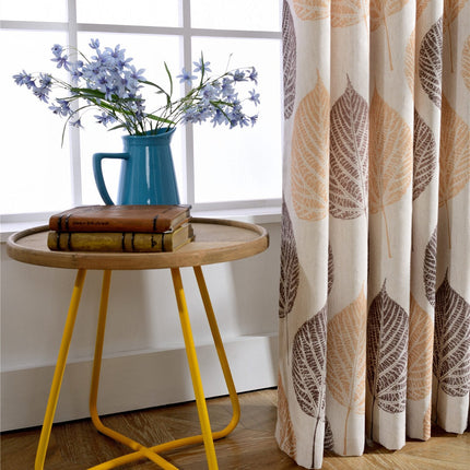 Cortina de salón con estampado hojas