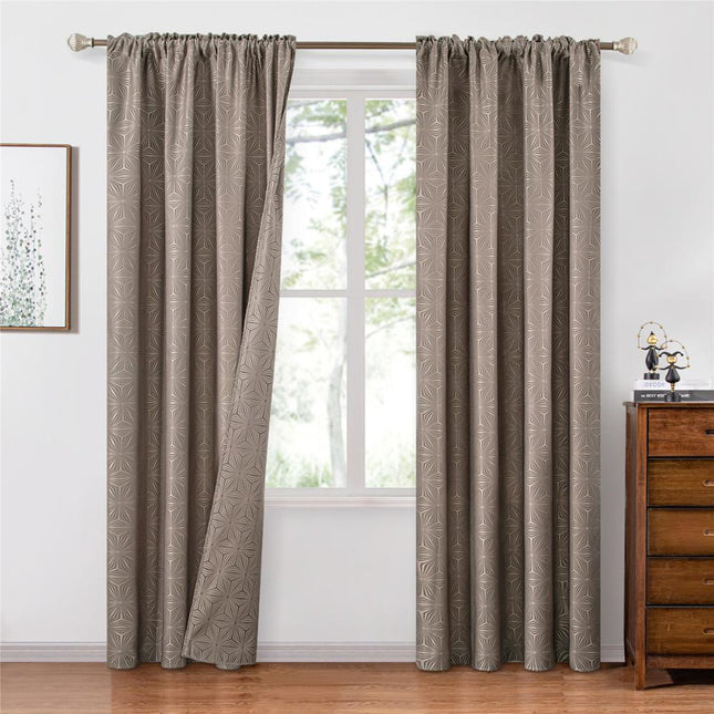 Cortina Opaca Geométrica Color Marrón