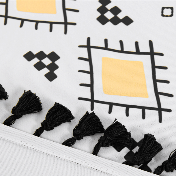 Cortina estilo boho con estampado étnico