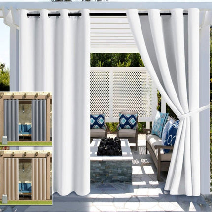 Cortina de exterior impermeable gris claro