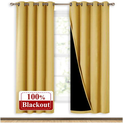 Cortina Blackout Térmica Amarilla para Habitación