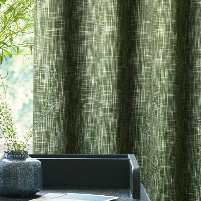 Cortina opaca verde con textura moderna