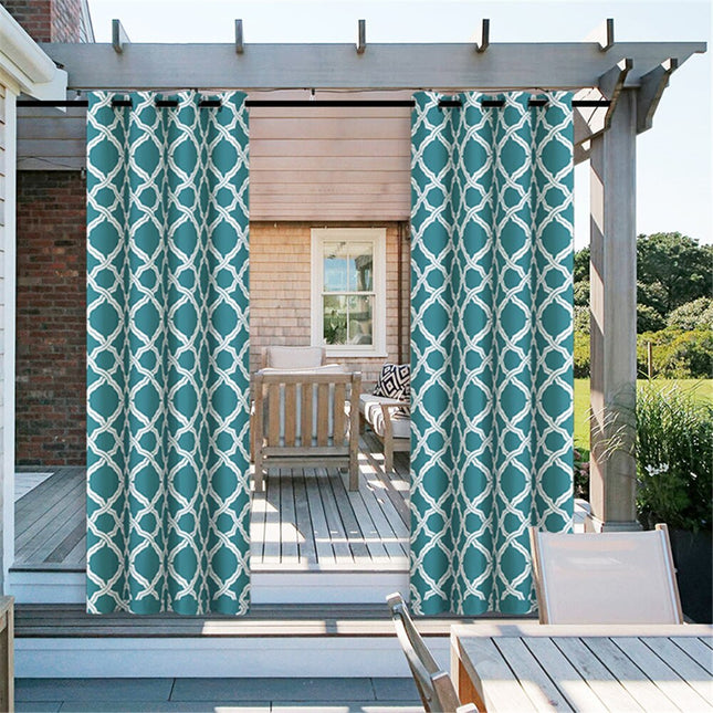 Cortina exterior con estampado marroquí