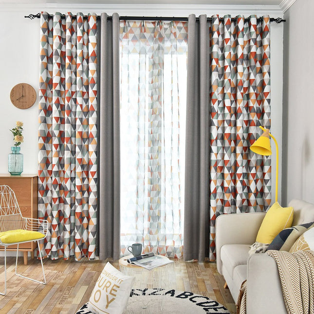 Cortina Opaca con Estampado Geométrico Moderno