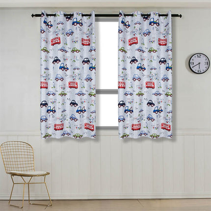 Cortina opaca infantil con vehículos urbanos