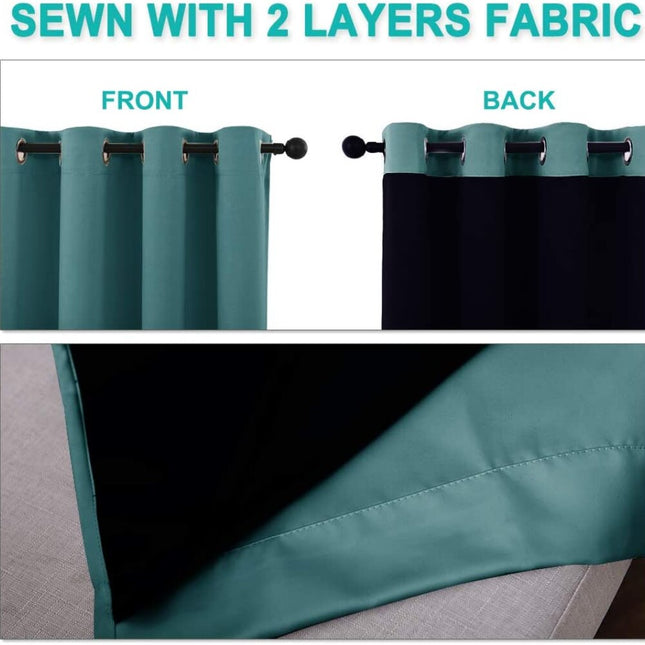 Cortina opaca térmica color verde azulado