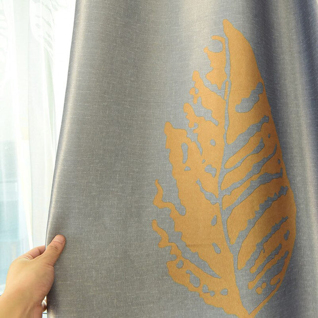 Cortina moderna con estampado de hoja