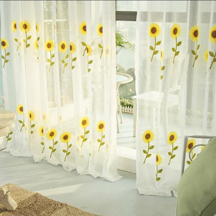 Visillo Bordado con Girasoles Amarillos