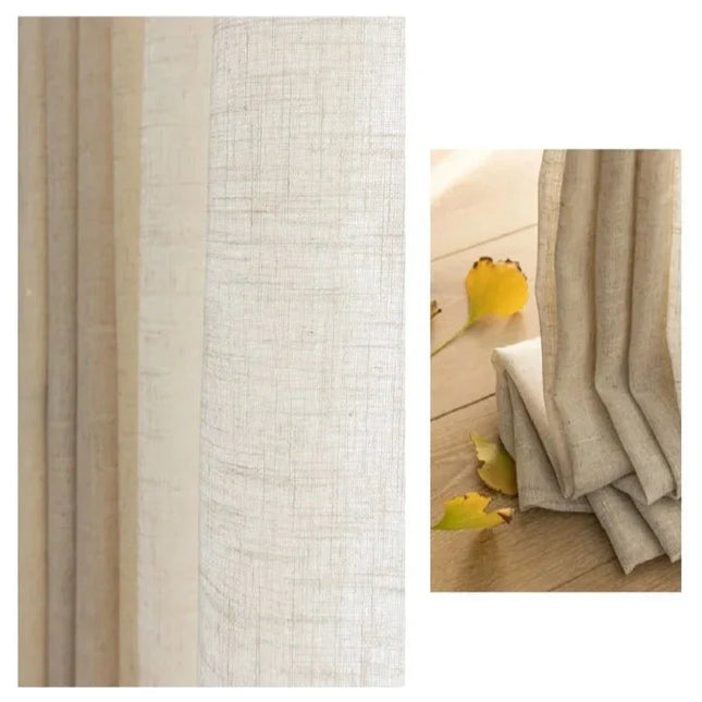 Visillo beige translúcido efecto lino